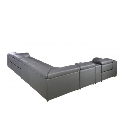 GUF 9762 3 Power Reclining 8pc Sectional with 2 Console - Dark Gray, Genuine Italian Leather