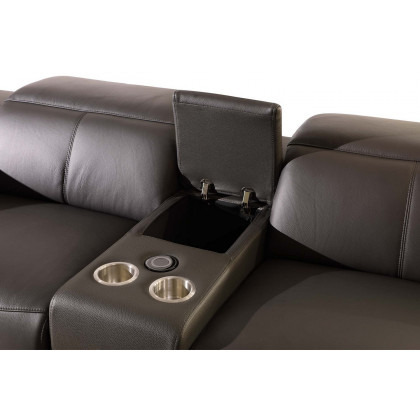 GUF 9762 3 Power Reclining 6pc Sectional with 1 Console - Dark Gray, Genuine Italian Leather