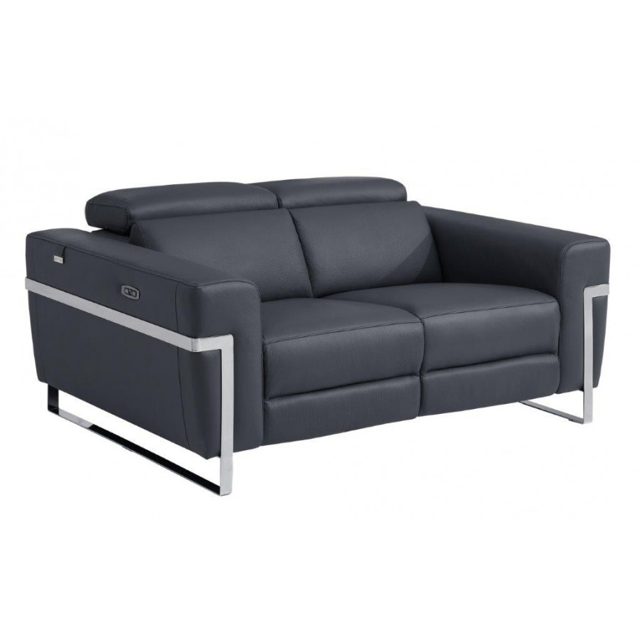 GUF 990 Power Reclining Loveseat - Dark Gray, Genuine Italian Leather