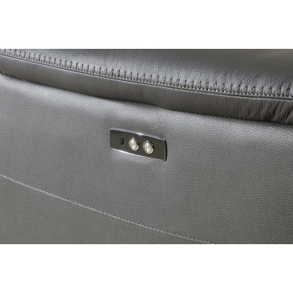 GUF 9762 3 Power Reclining 6pc Sectional with 1 Console - Dark Gray, Genuine Italian Leather