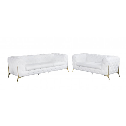 GUF 970 Sofa with Loveseat - White, Genuine Italian Leather