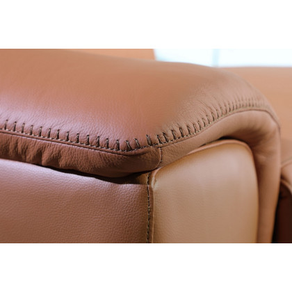 GUF 9762 3 Power Reclining 8pc Sectional with 2 Consoles - Camel, Genuine Italian Leather