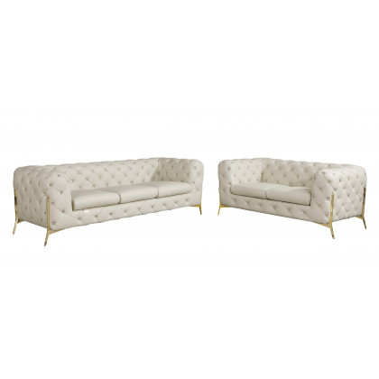 GUF 970 Sofa with Loveseat - Beige, Genuine Italian Leather
