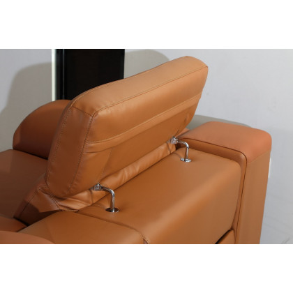 GUF 9762 3 Power Reclining 8pc Sectional with 2 Consoles - Camel, Genuine Italian Leather
