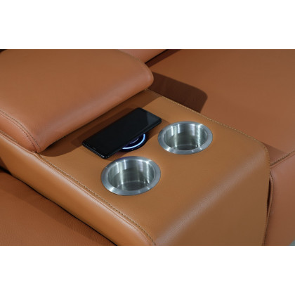 GUF 9762 4 Power Reclining 7pc Sectional with 1 Console - Camel, Genuine Italian Leather