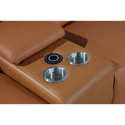 GUF 9762 3 Power Reclining 7pc Sectional with 1 Console - Camel, Genuine Italian Leather
