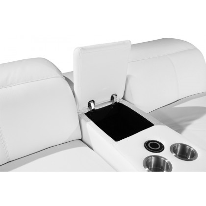 GUF 9762 3 Power Reclining 6pc Sectional with 1 Console - White, Genuine Italian Leather