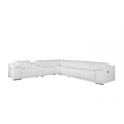 GUF 9762 4 Power Reclining 7pc Sectional with 1 Console - White, Genuine Italian Leather