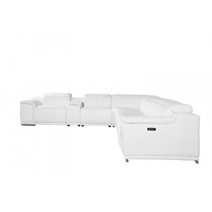 GUF 9762 4 Power Reclining 7pc Sectional with 1 Console - White, Genuine Italian Leather