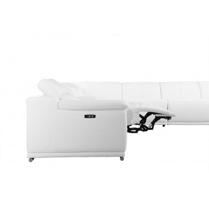 GUF 9762 3 Power Reclining 6pc Sectional with 1 Console - White, Genuine Italian Leather