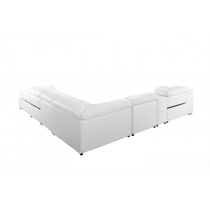 GUF 9762 3 Power Reclining 6pc Sectional with 1 Console - White, Genuine Italian Leather