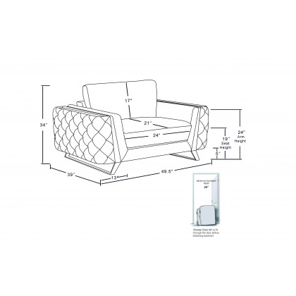 GUF 1050 3pc Living Room Set - Dark Gray, Genuine Italian Leather
