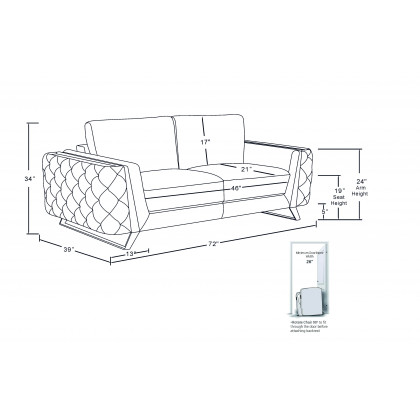 GUF 1050 Loveseat - White, Genuine Italian Leather