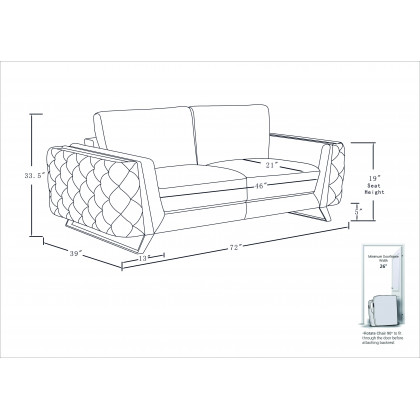 GUF 1050 Loveseat - Dark Gray, Genuine Italian Leather