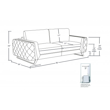 GUF 1050 3pc Living Room Set - Dark Gray, Genuine Italian Leather
