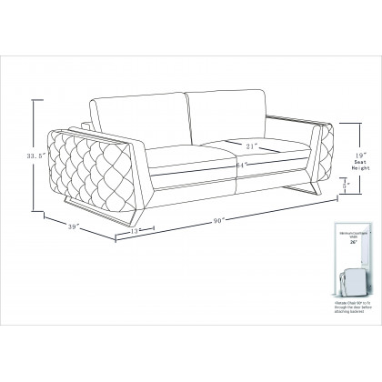 GUF 1050 2pc Living Room Set - White, Genuine Italian Leather