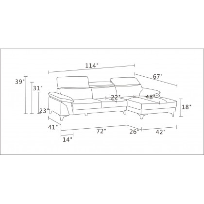 GUF 727 Sectional - White, Genuine Italian Leather