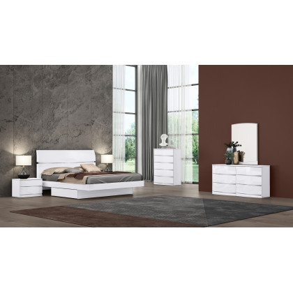 GUF Wynn Queen Size Bedroom Set - White, 4 Pieces