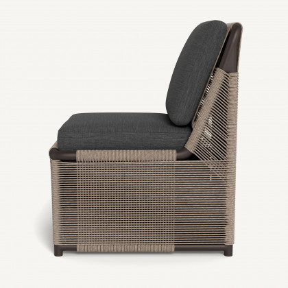 Harbour Formentera Armless Dining Chair - Aluminum Bronze / Lisos Grafito / Twisted Rope Dune