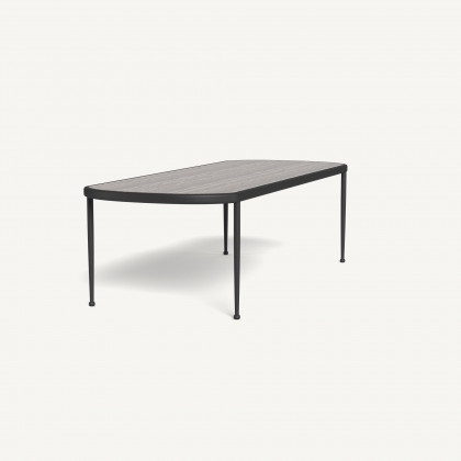 Harbour Andre Rectangle Dining Table - Aluminum Asteroid / Travertine Dark Gray