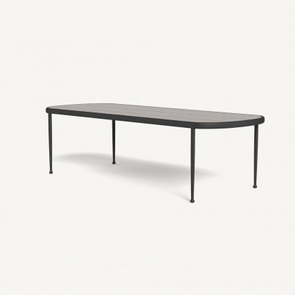 Harbour Andre Rectangle Dining Table - Aluminum Asteroid / Travertine Dark Gray