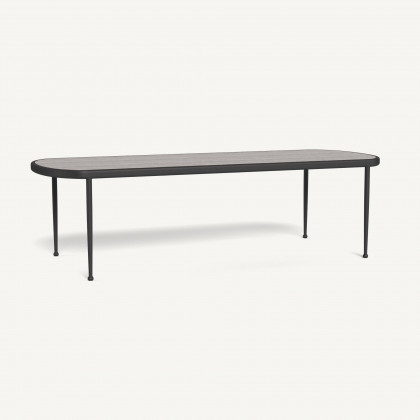 Harbour Andre Rectangle Dining Table - Aluminum Asteroid / Travertine Dark Gray