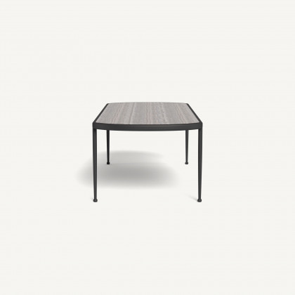 Harbour Andre Rectangle Dining Table - Aluminum Asteroid / Travertine Dark Gray