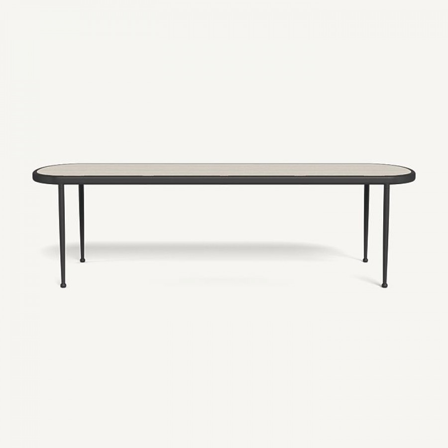 Harbour Andre Rectangle Dining Table - Aluminum Asteroid / Travertine Natural