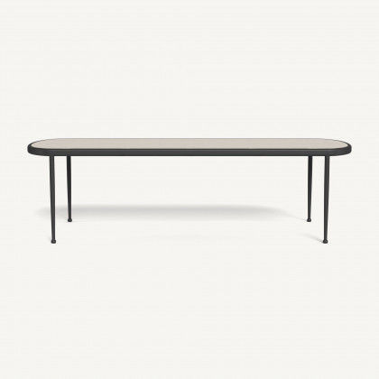 Harbour Andre Rectangle Dining Table - Aluminum Asteroid / Travertine Natural