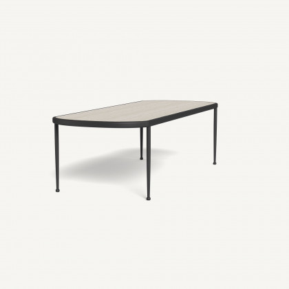 Harbour Andre Rectangle Dining Table - Aluminum Asteroid / Travertine Natural