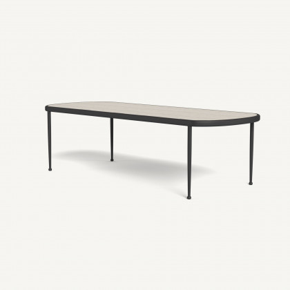 Harbour Andre Rectangle Dining Table - Aluminum Asteroid / Travertine Natural