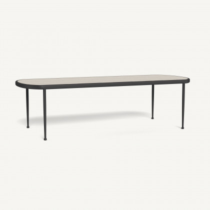 Harbour Andre Rectangle Dining Table - Aluminum Asteroid / Travertine Natural