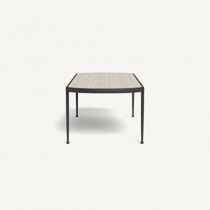 Harbour Andre Rectangle Dining Table - Aluminum Asteroid / Travertine Natural