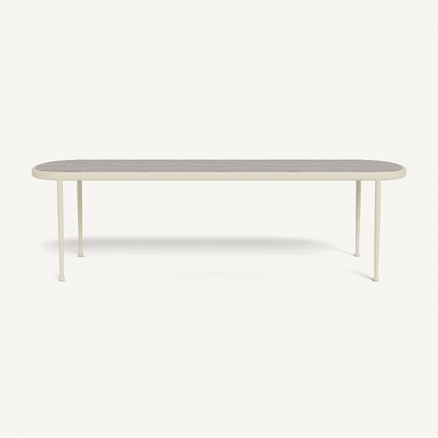 Harbour Andre Rectangle Dining Table - Aluminum Bone / Travertine Dark Gray