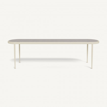 Harbour Andre Rectangle Dining Table - Aluminum Bone / Travertine Dark Gray