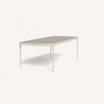 Harbour Andre Rectangle Dining Table - Aluminum Bone / Travertine Dark Gray