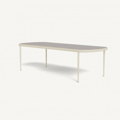 Harbour Andre Rectangle Dining Table - Aluminum Bone / Travertine Dark Gray