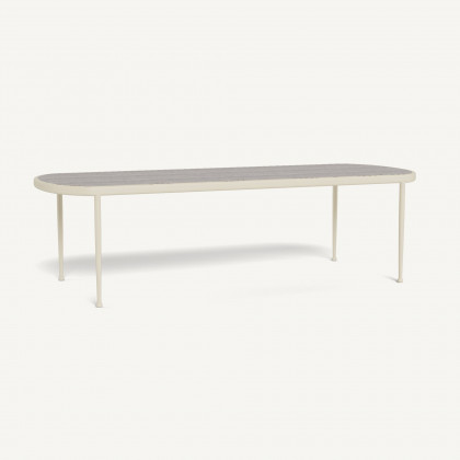 Harbour Andre Rectangle Dining Table - Aluminum Bone / Travertine Dark Gray
