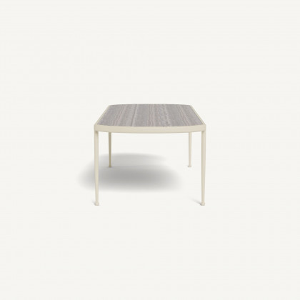 Harbour Andre Rectangle Dining Table - Aluminum Bone / Travertine Dark Gray