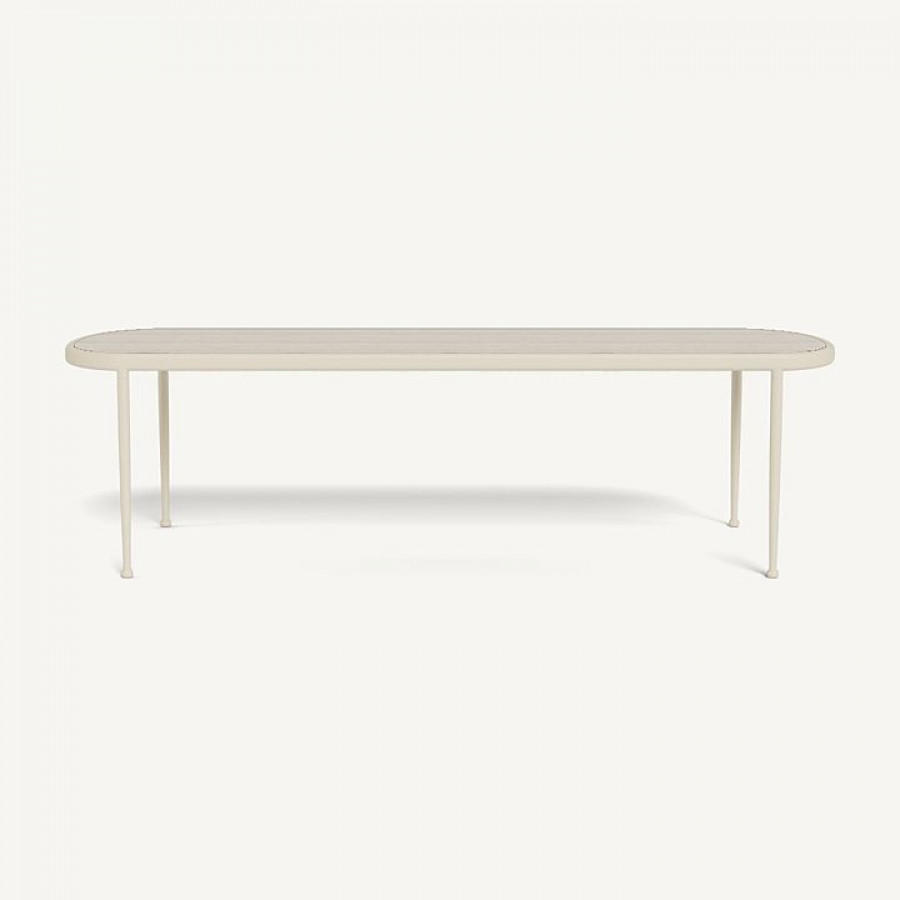 Harbour Andre Rectangle Dining Table - Aluminum Bone / Travertine Natural