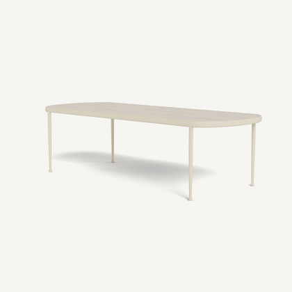 Harbour Andre Rectangle Dining Table - Aluminum Bone / Travertine Natural