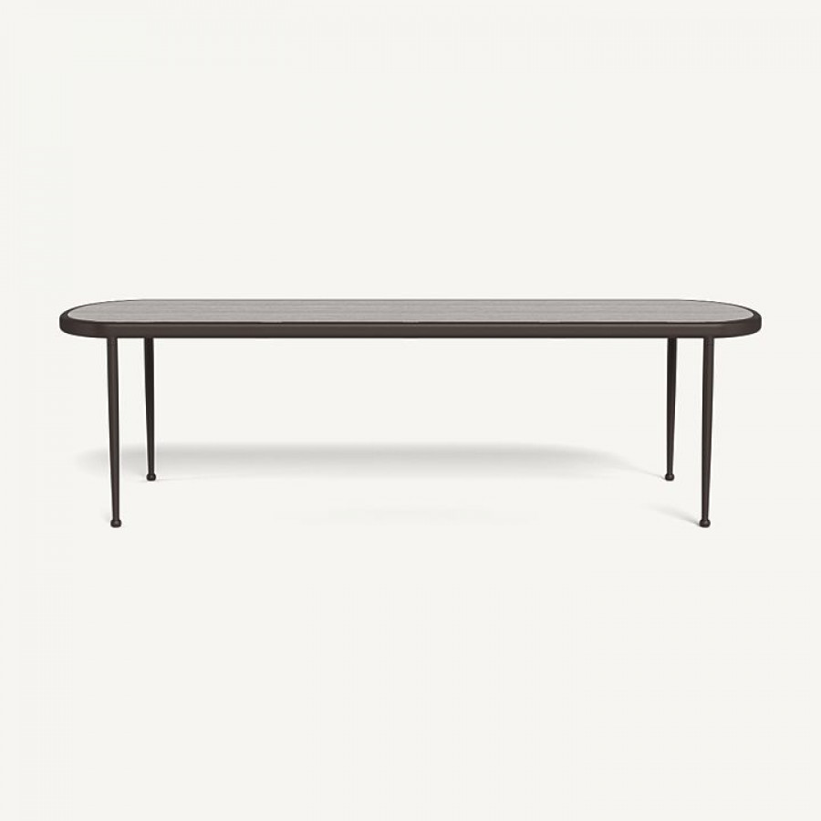 Harbour Andre Rectangle Dining Table - Aluminum Bronze / Travertine Dark Gray