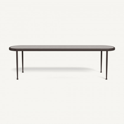 Harbour Andre Rectangle Dining Table - Aluminum Bronze / Travertine Dark Gray