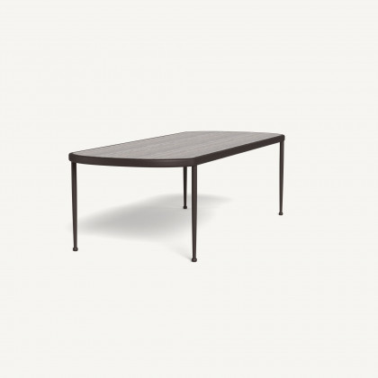 Harbour Andre Rectangle Dining Table - Aluminum Bronze / Travertine Dark Gray