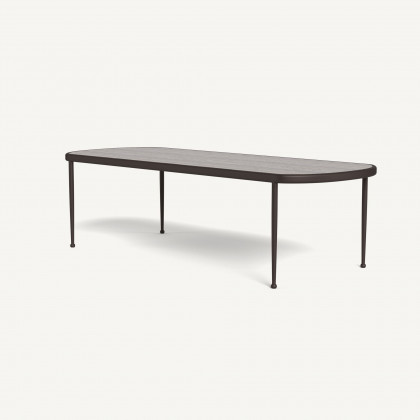 Harbour Andre Rectangle Dining Table - Aluminum Bronze / Travertine Dark Gray