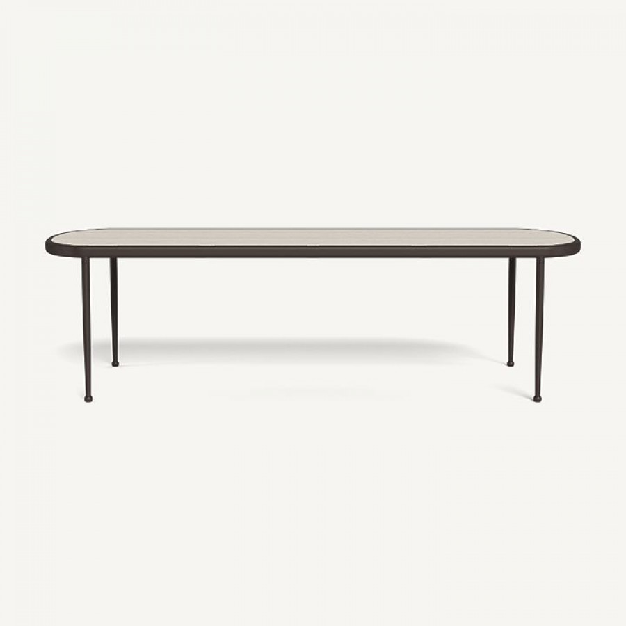 Harbour Andre Rectangle Dining Table - Aluminum Bronze / Travertine Natural
