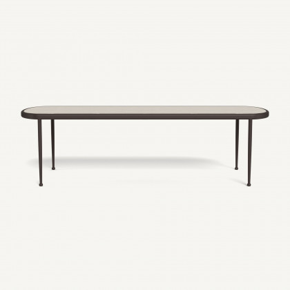 Harbour Andre Rectangle Dining Table - Aluminum Bronze / Travertine Natural