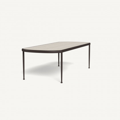 Harbour Andre Rectangle Dining Table - Aluminum Bronze / Travertine Natural