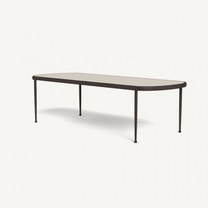 Harbour Andre Rectangle Dining Table - Aluminum Bronze / Travertine Natural
