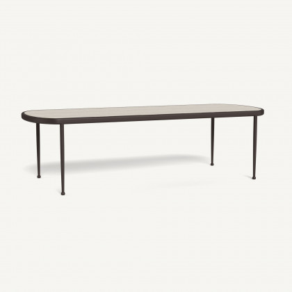 Harbour Andre Rectangle Dining Table - Aluminum Bronze / Travertine Natural